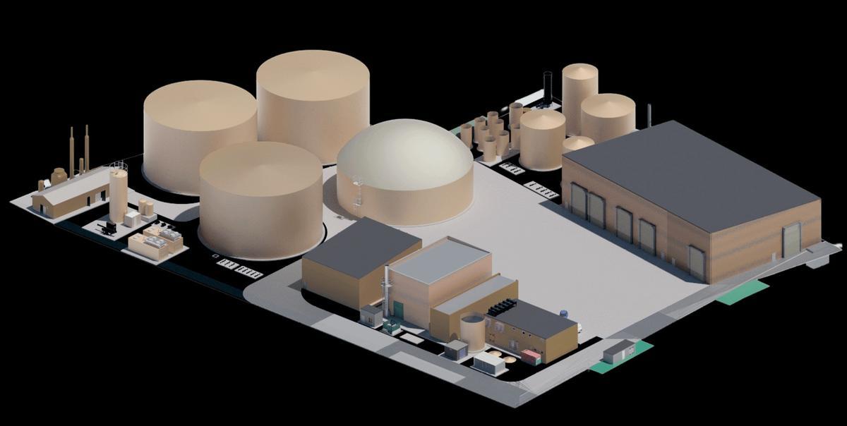 Maqueta virtual de la planta de biometano de Llíria.