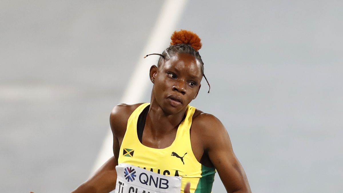 Tina Clayton, una de las relevistas del 4x100 jamaicano que se ha llevado el oro en el Mundial sub'20 de Cali.