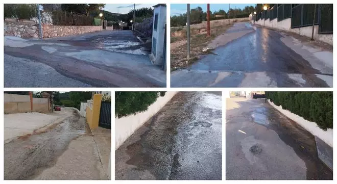 Fugas, cortes de agua y reventones de tuberías en la urbanización Vall d'Umbrí de Borriol