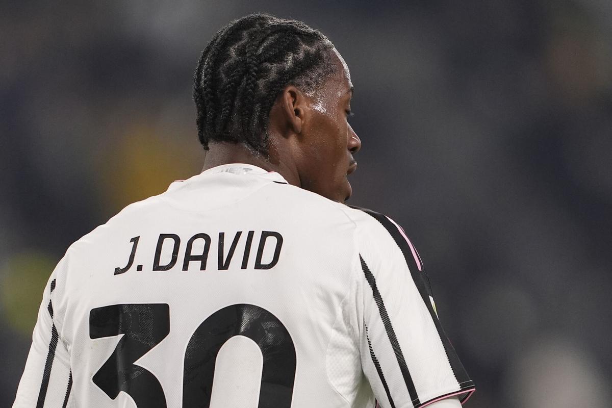 Juventus’s Jonathan David during the round of 16 Frecciarossa Italian Cup 2025/ 2026 soccer match between Juventus Fc and Udinese at Juventus Stadium in Turin, North Italy , December 2, 2025. Sport - Soccer (Photo by Fabio Ferrari /LaPresse)