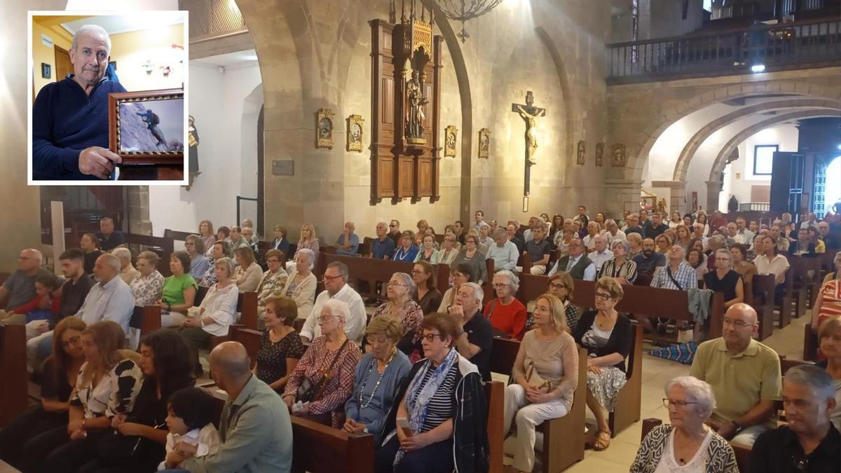 Asistentes al funeral de despedida del montañero Anselmo Menéndez.