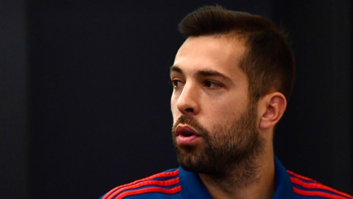 Jordi Alba, en un entrenamiento de la selección española en Krasnodar.