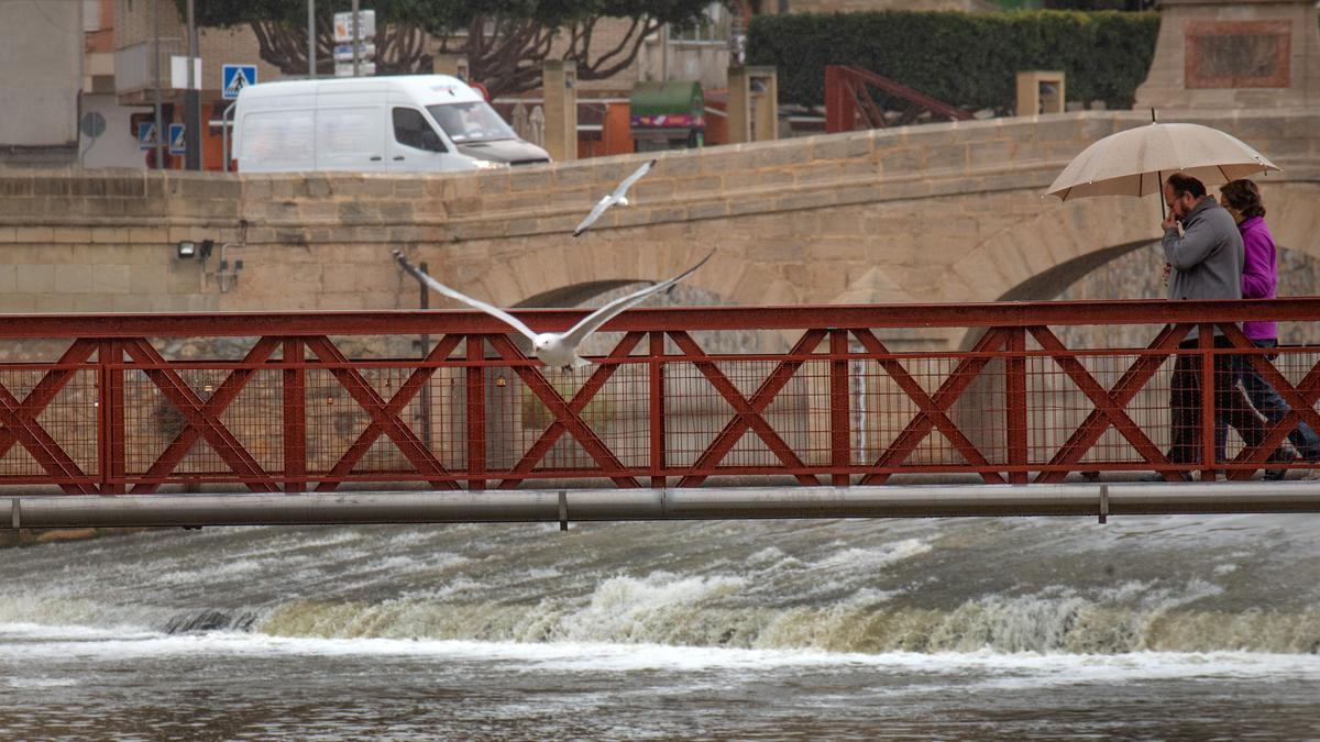 Imagen de la crecida del Segura a su paso por Orihuela