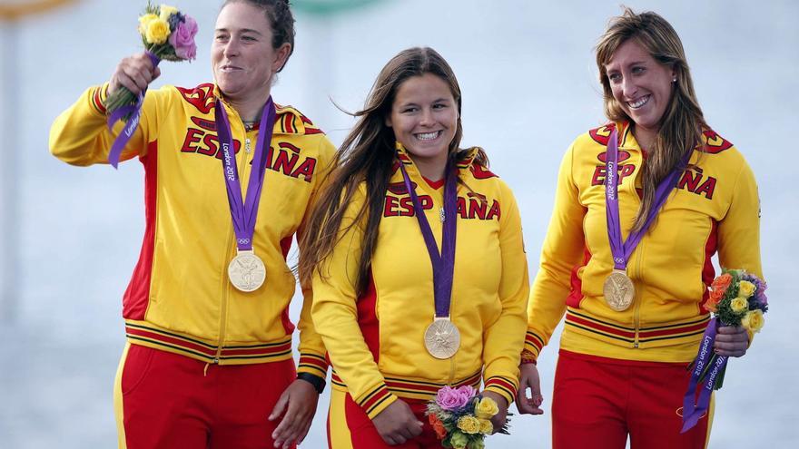 Támara Echegoyen, Sofía Toro y Ángela Pumariega, en los Juegos de Londres 2012. |  EFE