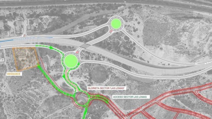 Plano de los viales proyectados con las dos nuevas rotondas a cada lado de la actual N-332