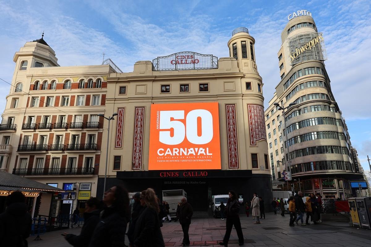 Proyección en la plaza de Callao, en Madrid