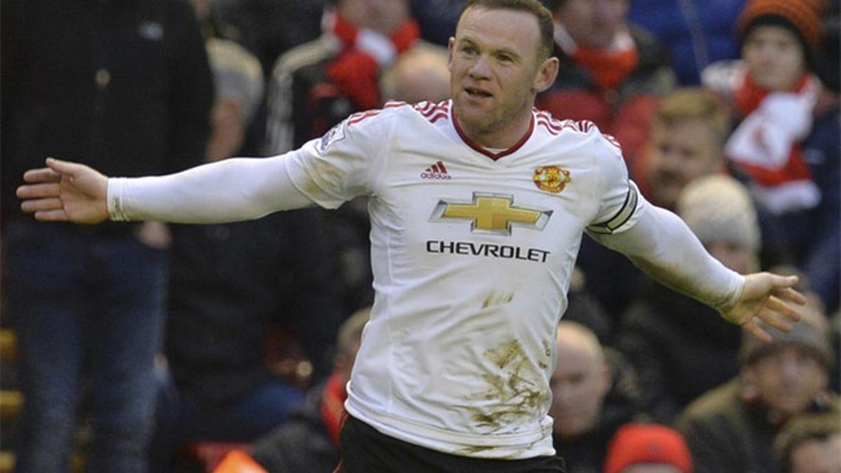 Rooney celebra su gol 176 con el Manchester en la Premier