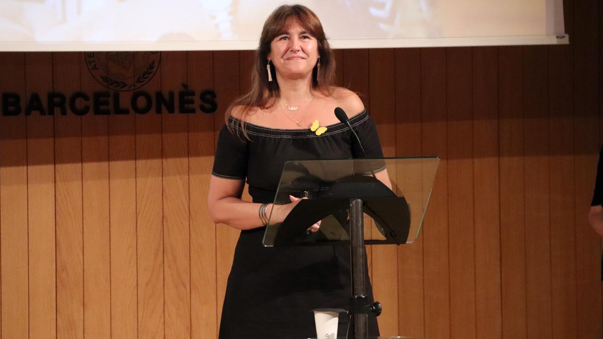 Laura Borràs, durante el acto impulsado por el 'Grup de suport a Laura Borràs' en el Ateneu Barcelonès