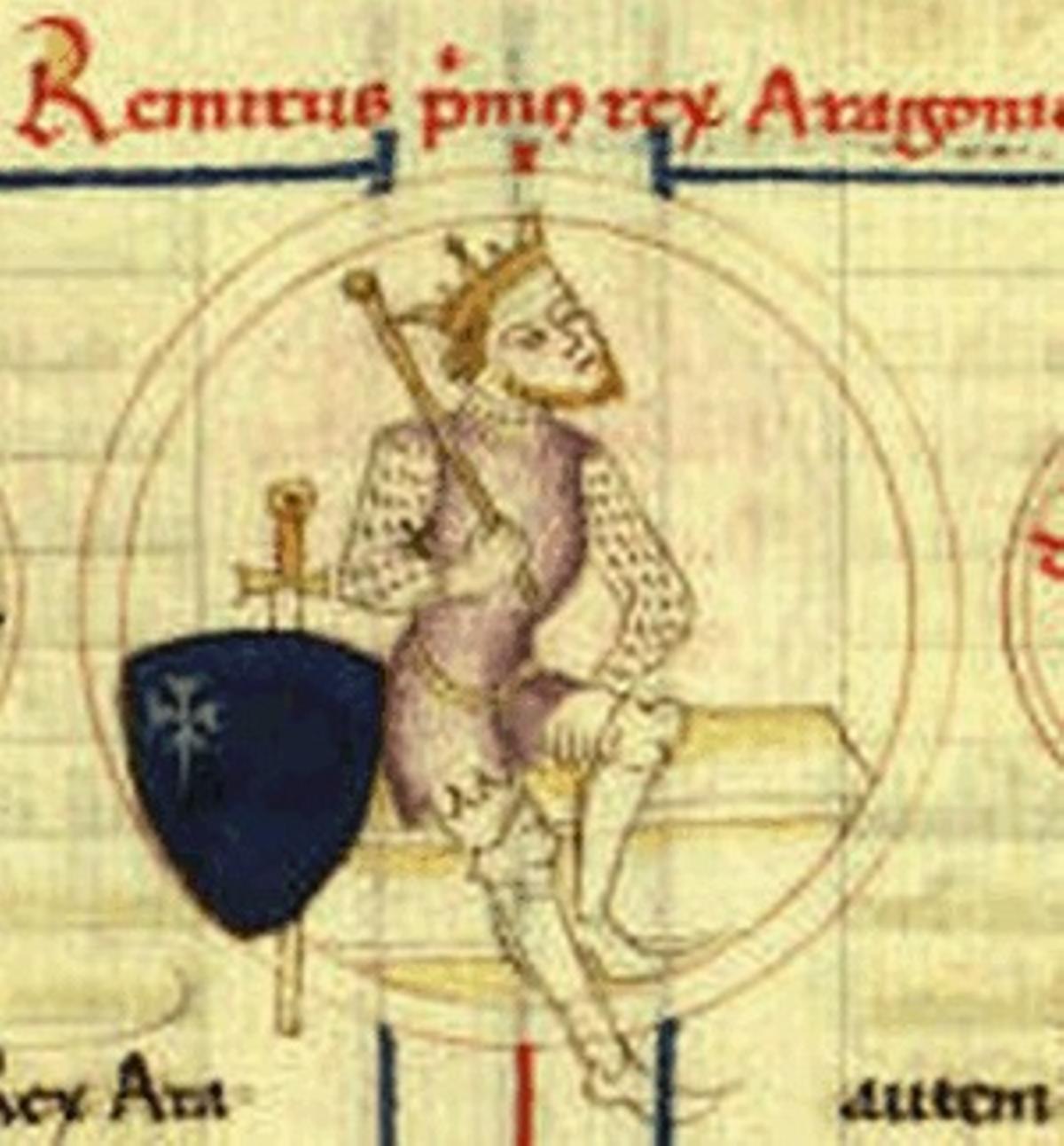 Ramiro I de Aragón en un manuscrito del siglo XV de las Genealogías de los Condes de Barcelona