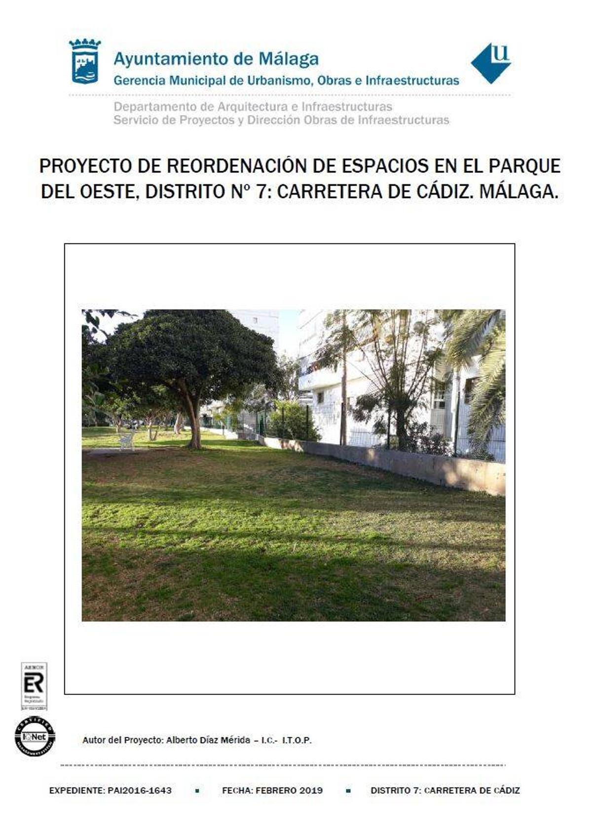 Portada del proyecto de la GMU de 2019, de ampliación de la senda peatonal de Parque Mediterráneo.