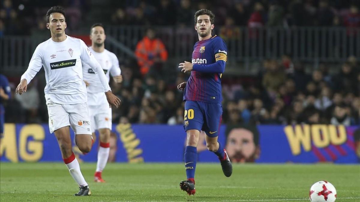 Sergi Roberto ejerció de capitán durante el encuentro de Copa ante el Murcia