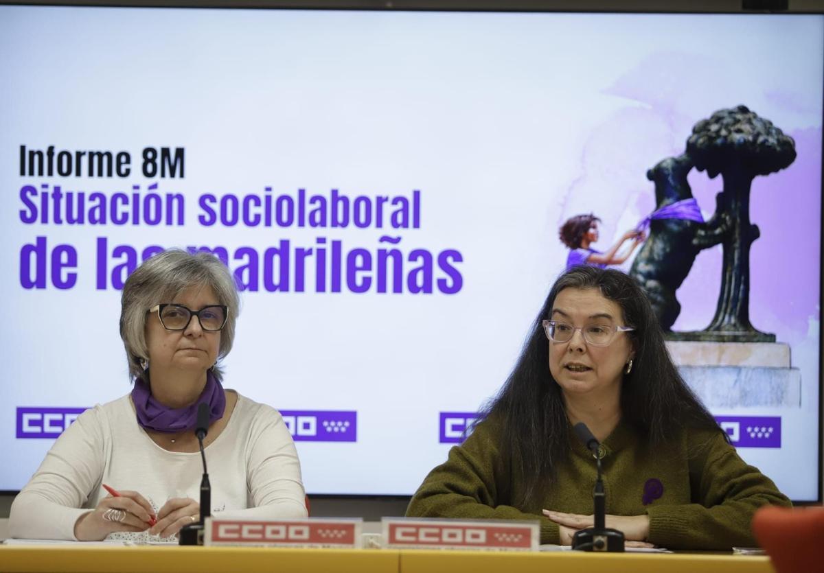 Paloma López Bermejo, secretaria general de CCOO Madrid, y Lidia Fernández Montes, secretaria de Mujer.