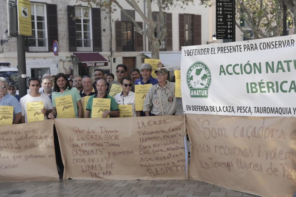 Pleno de Cort con manifestaciones de trabajadores de la EMT, cazadores y defensores de sa Feixina