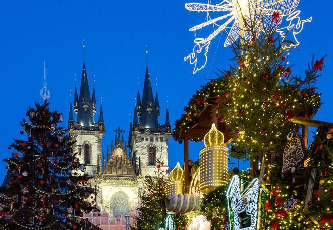 Luces de Navidad en Praga, República Checa