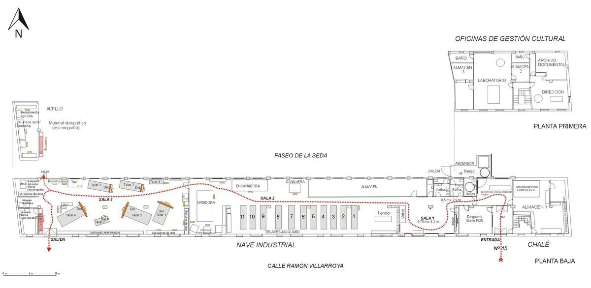 Mapa del proyecto y cómo se distribuirán las salas en el futuro museo de la Fábrica de Seda de Moncada