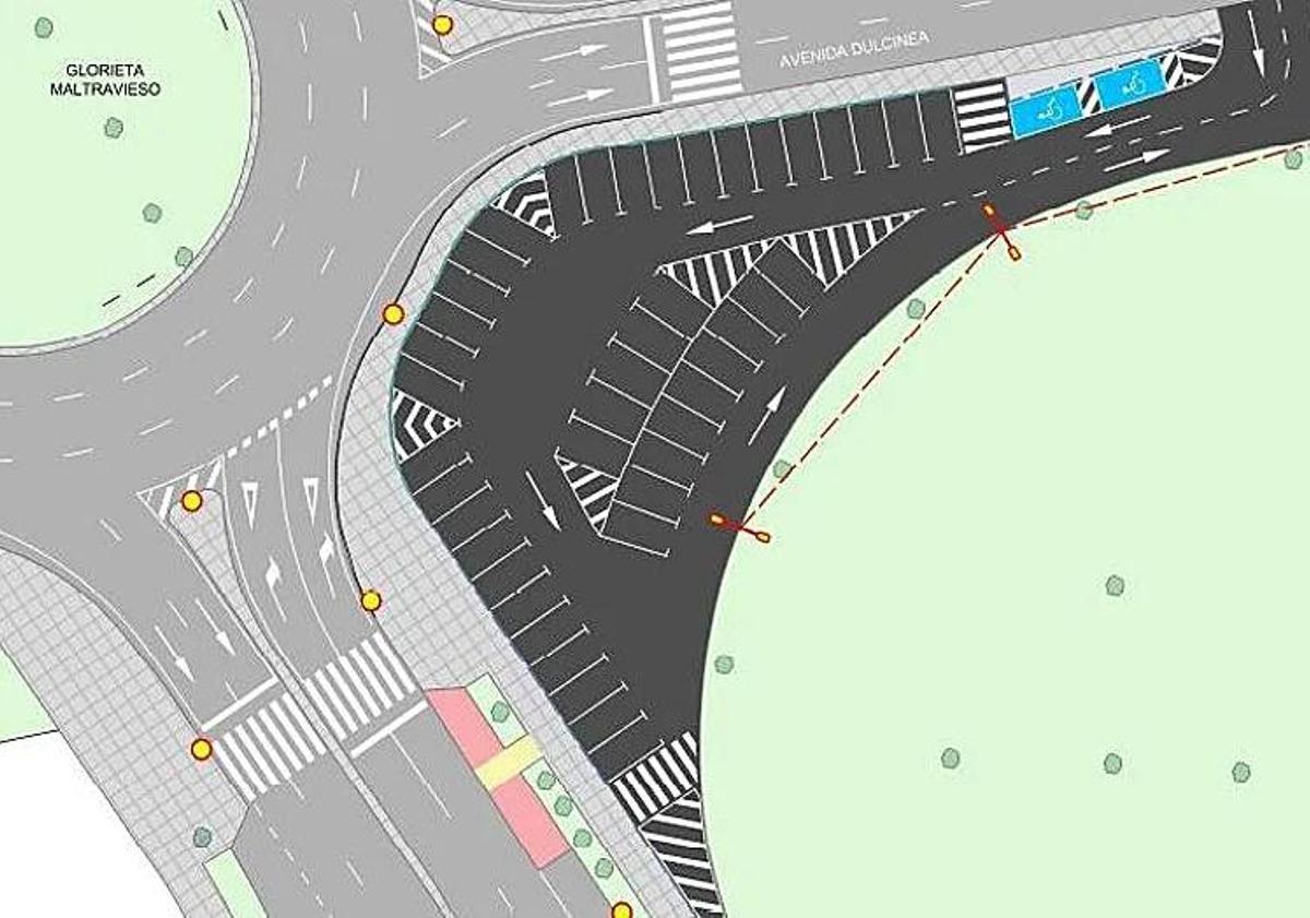 Infografía del nuevo aparcamiento frente a la glorieta de Maltravieso.