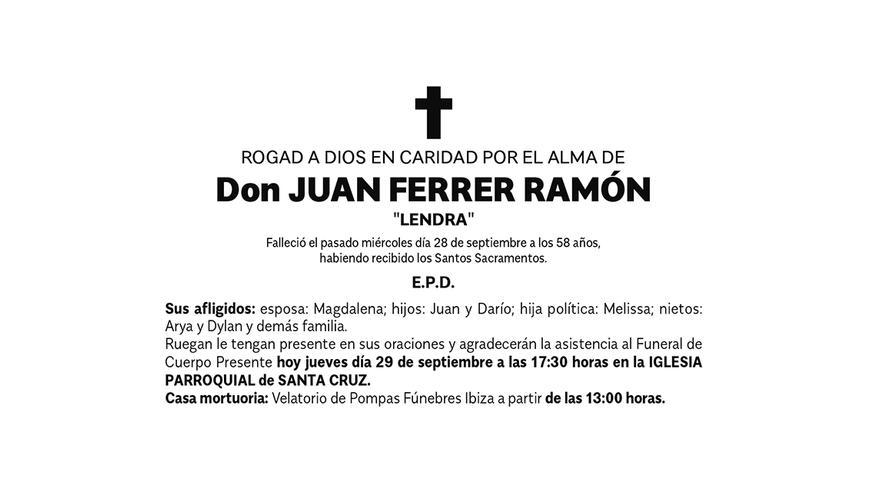 Esquela de don Juan Ferrer Ramón