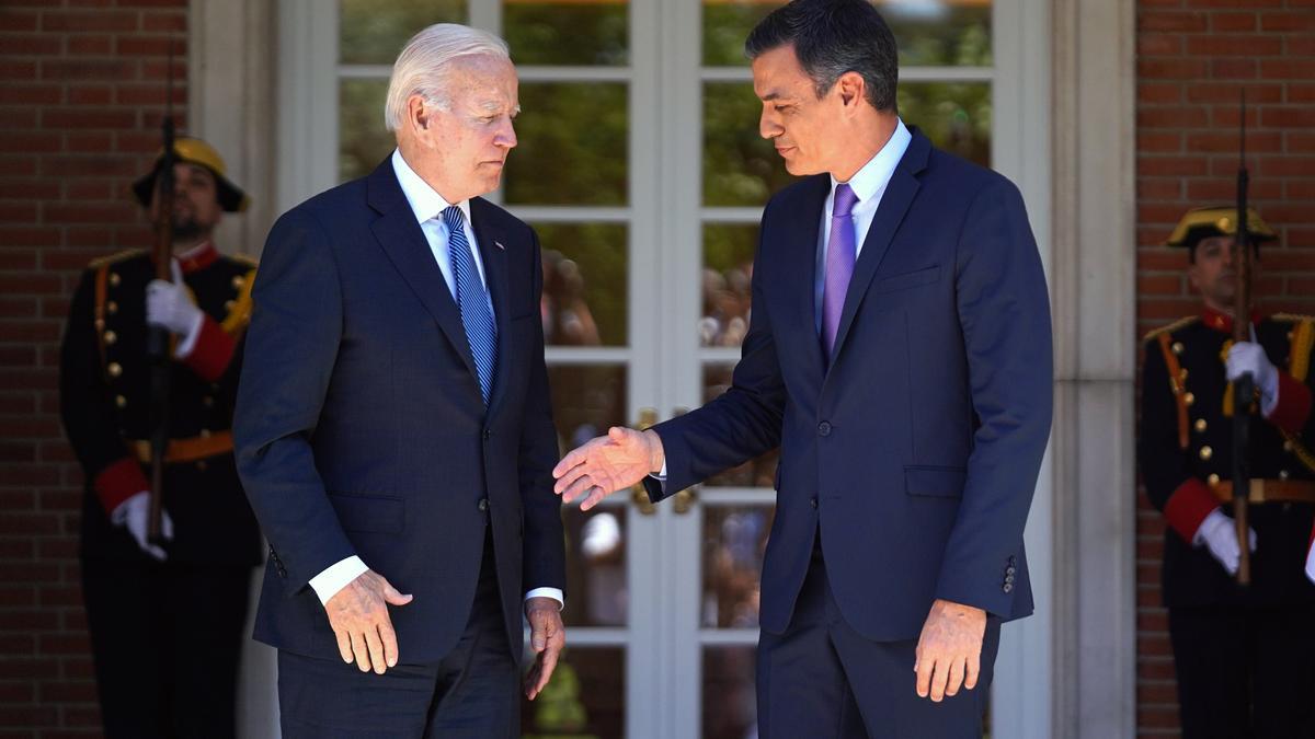 Pedro Sanchez y Joe Biden durante una renunión en Moncloa en junio de 2022.