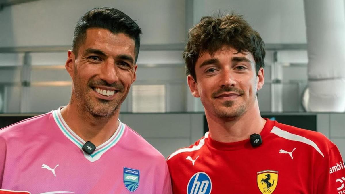 Luis Suárez y Charles Leclerc protagonizan un encuentro viral en Miami antes del GP
