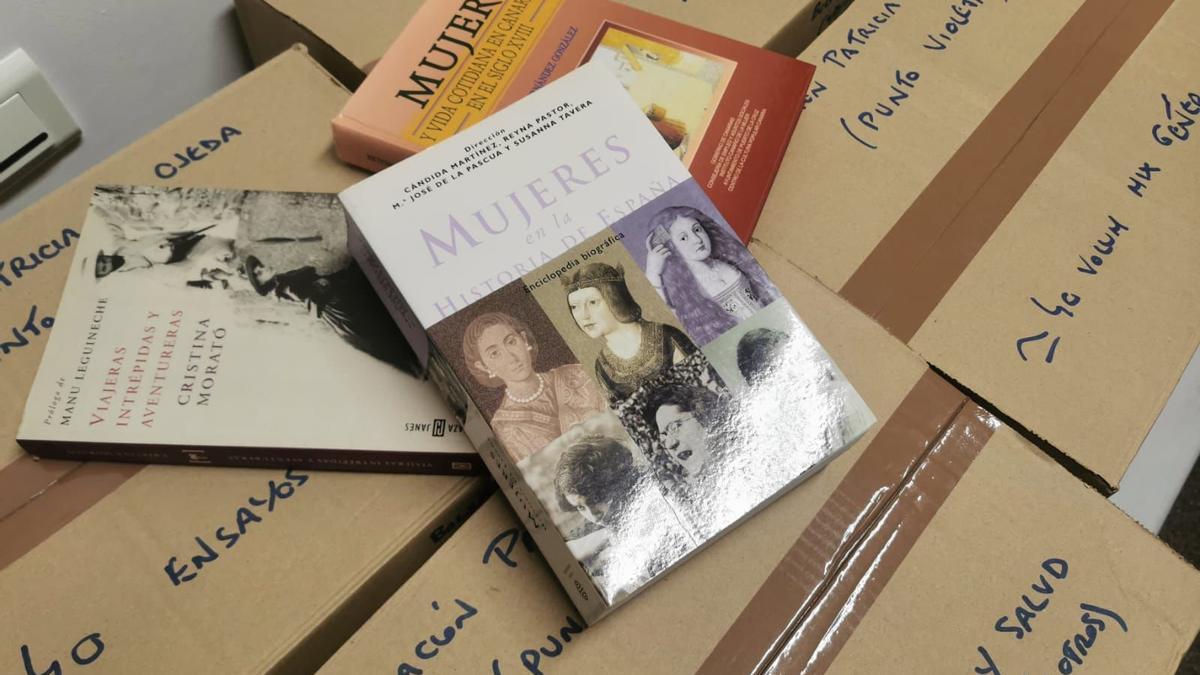 Part of the 700 books donated to the Los Realejos City Council