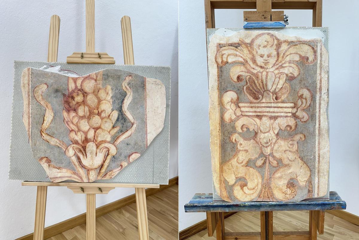 Detalle de de los de la pinturas restauradas del lagar