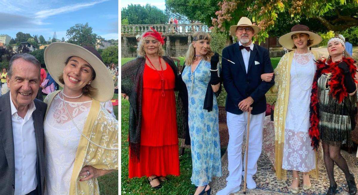 Bonnie Cooper, posando con el alcalde y con otros amigos asistentes a la fiesta.