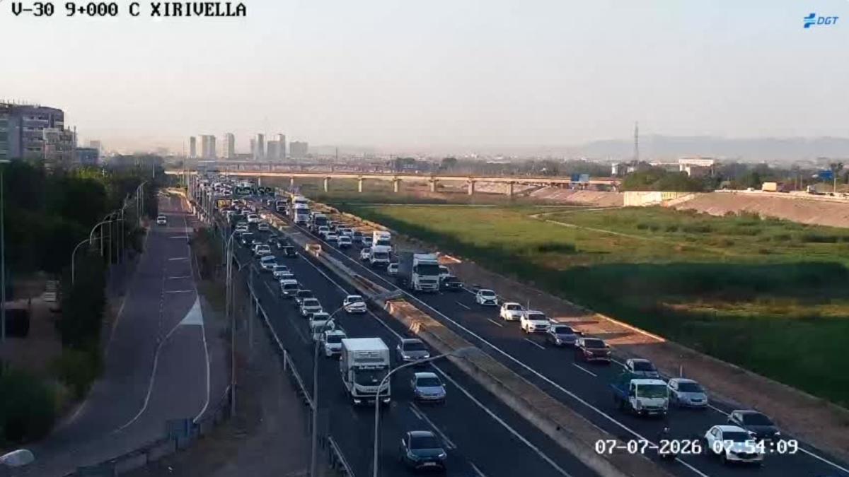 Tráfico de este martes a la altura de Xirivella