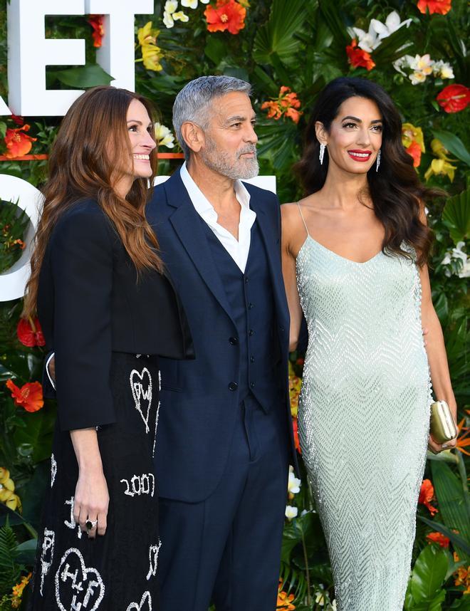 Julia Roberts, George Clooney y Amal Clooney en la presentación de 'Viaje al paraíso'