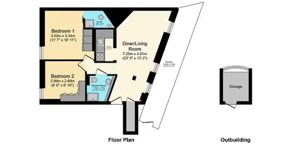 Plano del apartamento vendido en 'The Thin House' (La Casa Delgada) de Londres.