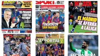 La pugna por la Liga entre Barça y Madrid, principal protagonista en las portadas