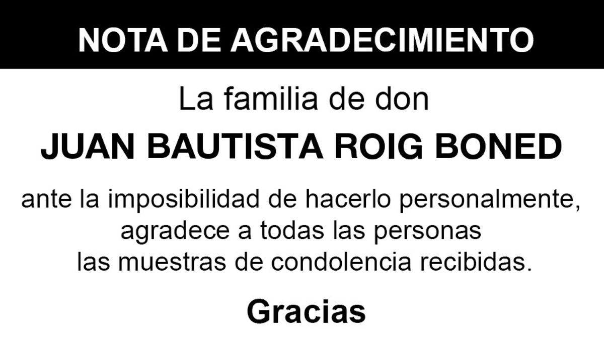 Nota Juan Bautista Roig Boned