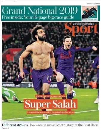 Portada TELEGRAPH sábado 6 de abril de 2019