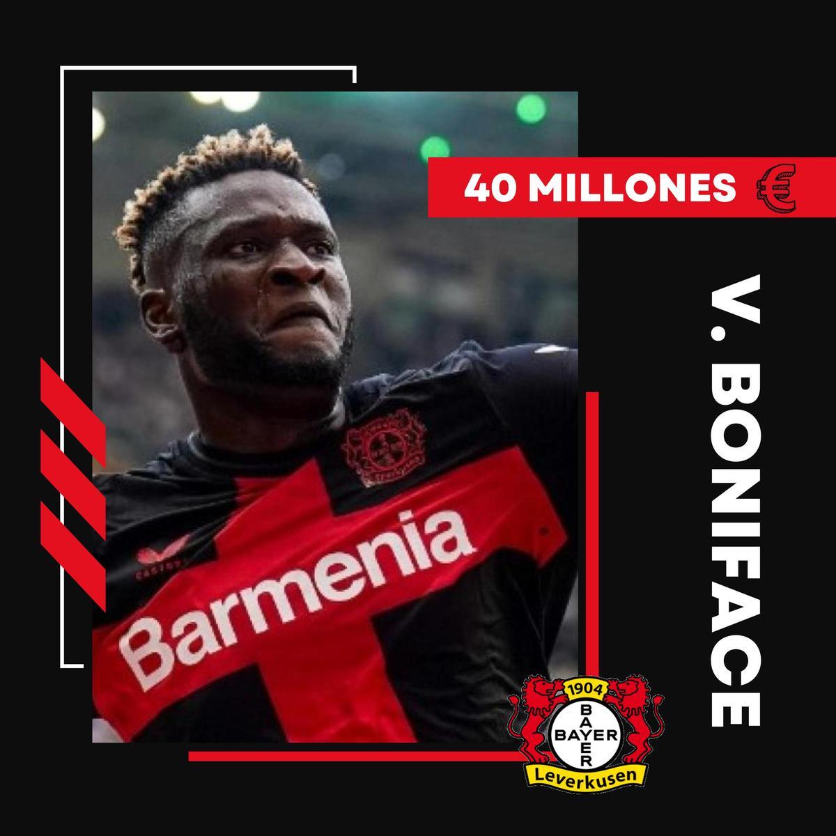 Victor Boniface (22 años) ha marcado 10 goles en el gran inicio de temporada del Bayer Leverkusen, líder de la Bundesliga