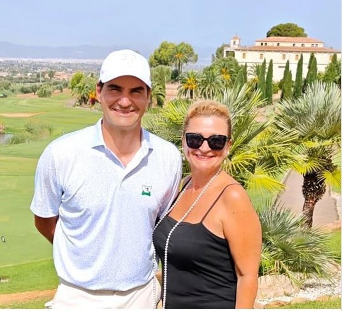 Golf-Fan Roger Federer gab auch ein Gastspiel auf dem Court von Son Gual.