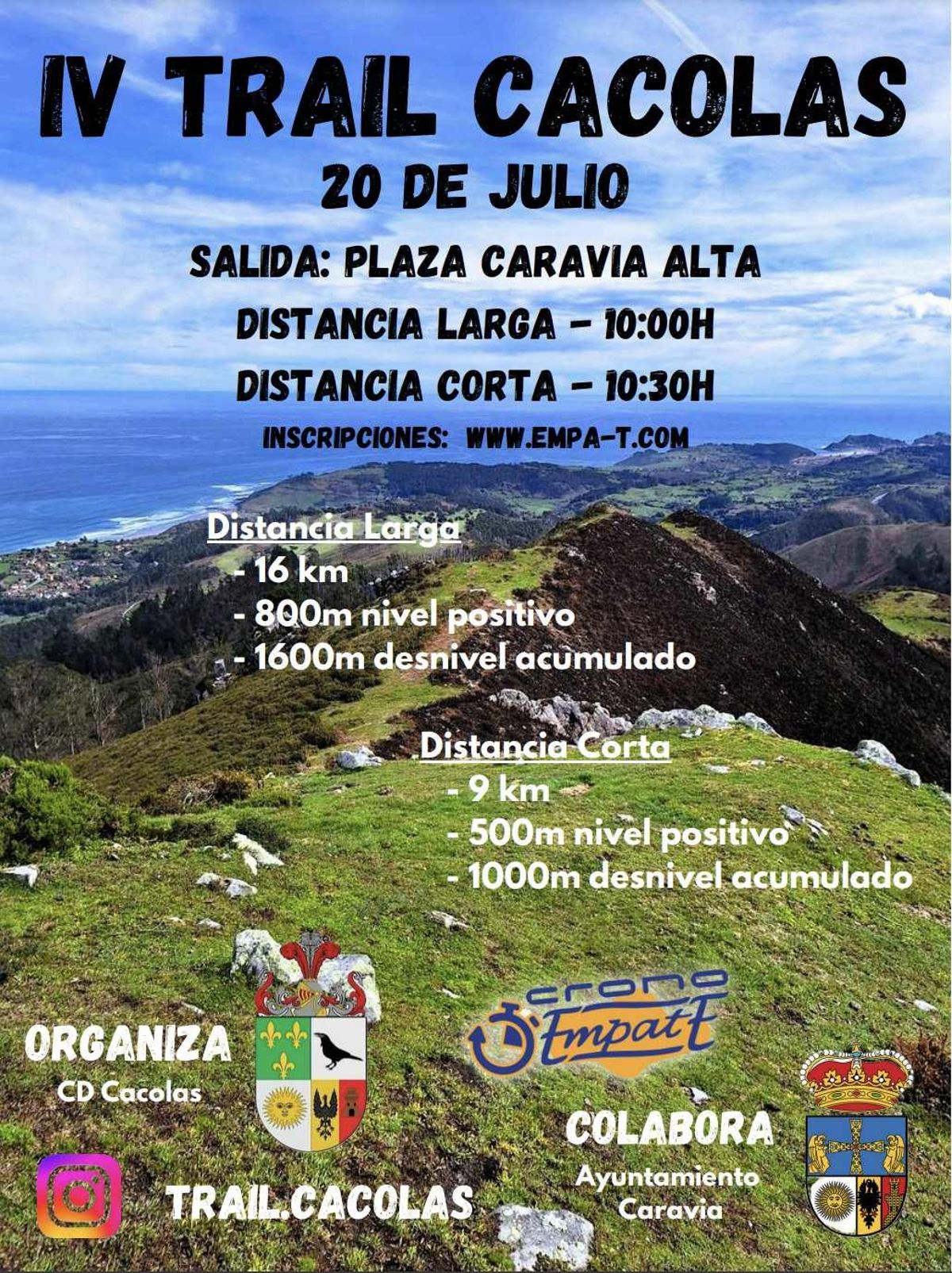 El cartel del IV Trail Cacolas, en Caravia.