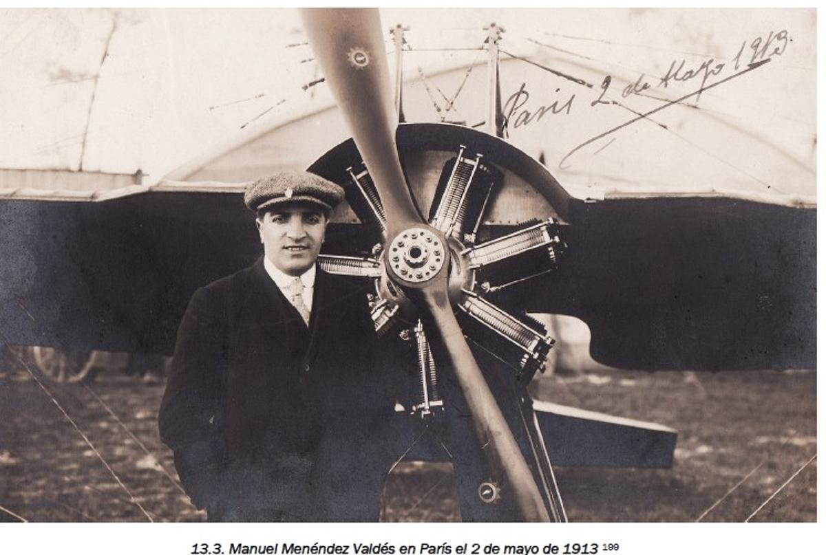 Manuel Menéndez con uno de sus aviones.