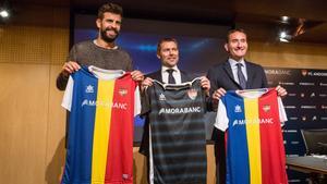 Piqué, durante la presentación del patrocinador del Andorra.