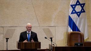 El vicepresidente de EEUU, Mike Pence, en la Knesset, este lunes 22 de enero.