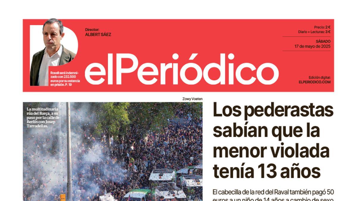 La portada de EL PERIÓDICO del 17 de mayo de 2025
