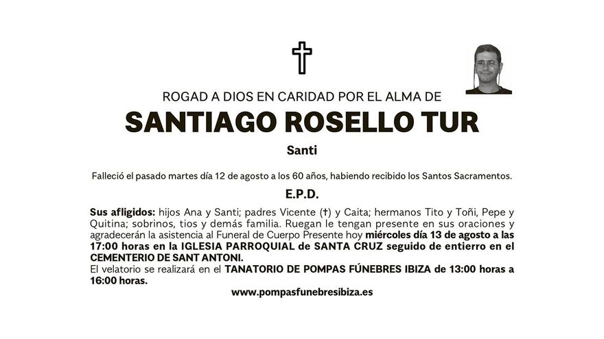 Esquela Santiago Roselló Tur