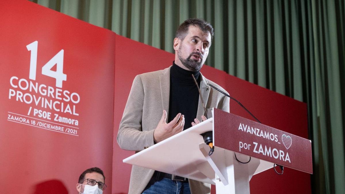 Luis Tudanca durante su intervención en el Congreso Provincial del PSOE de Zamora.