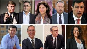 Arriba los miembros de Junts per Catalunya; Eduard Gràcia, Ramon Tremosa, Elena Massot, Miquel Calçada y Pere Soler Abajo  los miembros de Esquerra Republicana; Sergi Sol, Josep Maria Salas Prat, Jordi Pons Novell y Laura Castel
