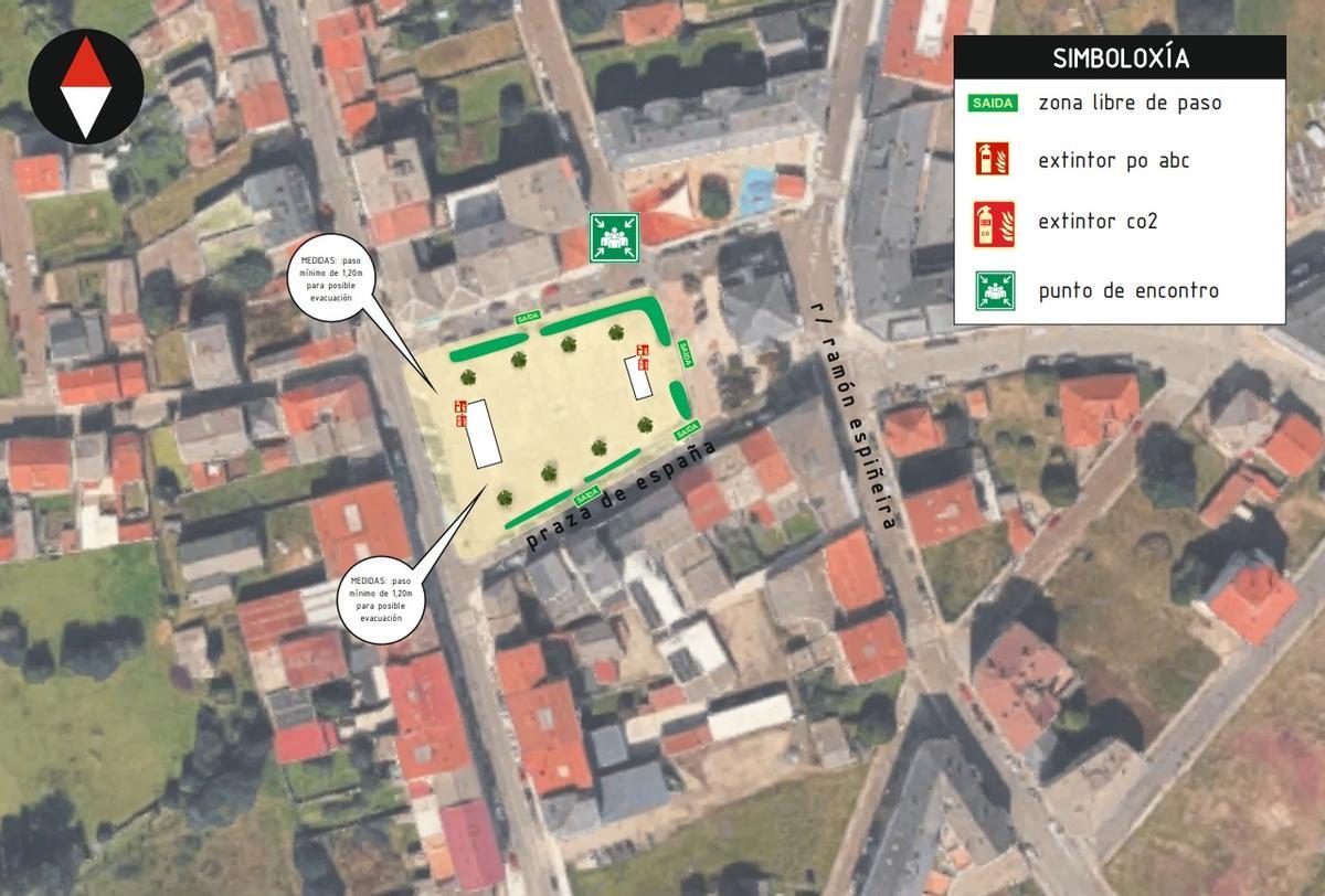 Plano con la situacion de los escenarios en las fiestas de Teixeiro.
