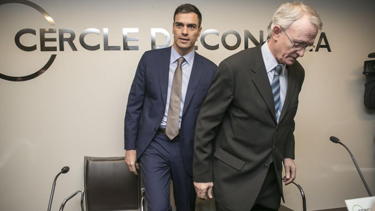 Pedro Sánchez y Antón Costas antes de la conferencia en Cercle d'Economia.