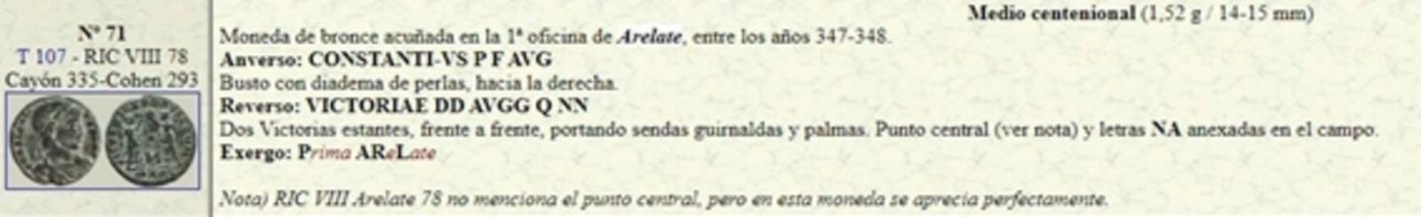 Documento que corrobora la CECA o procedencia de dónde se acuñó la moneda.