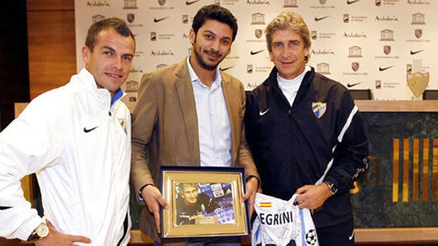 Duda, Moayad Shatat y Manuel Pellegrini, ayer.