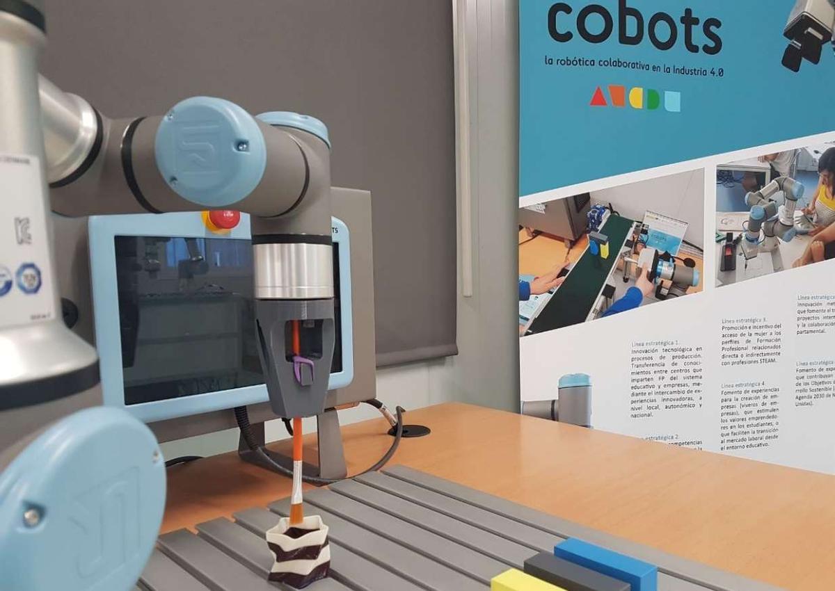 Un ejemplo de cobot, robótica colaborativa en la industria 4.0
