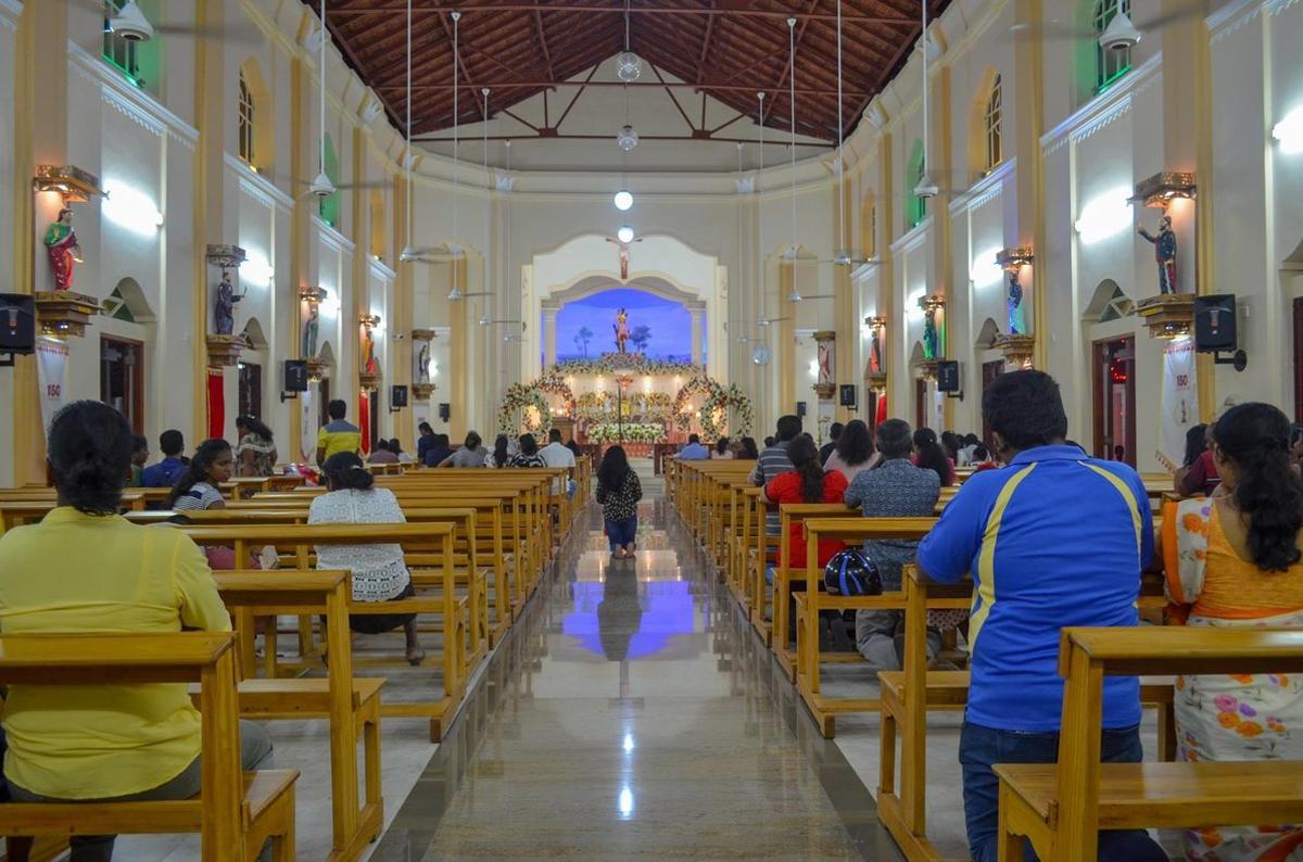 La iglesia de St.Sebastian antes del ataque bomba en Sri Lanka.