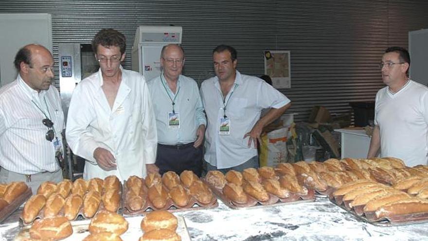 Productores ecológicos y representantes de Harina Tradicional Zamorana observan el pan de trigo candeal.
