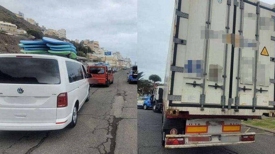 Tablas de surf mal sujetas y contenedores sin señalización: siguen los controles a transportistas en Las Palmas de Gran Canaria